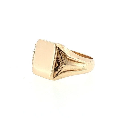 Antique Victorian Engraved Signet Ring 10k Yellow Gold