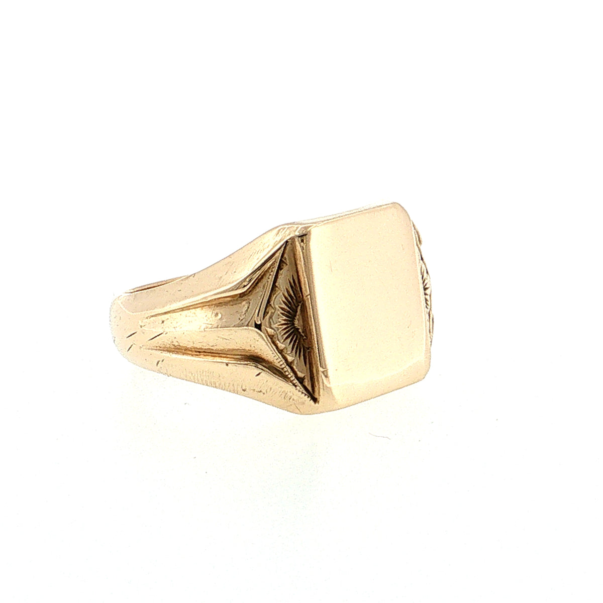 Antique Victorian Engraved Signet Ring 10k Yellow Gold