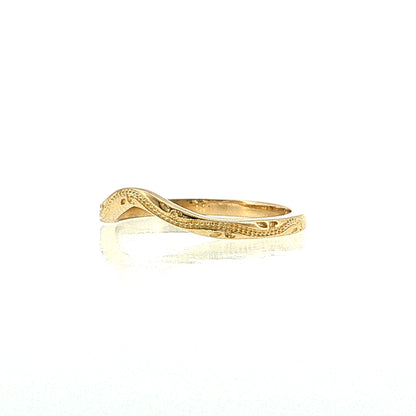Curved Milgrain Stacking Band 14k Yellow Gold