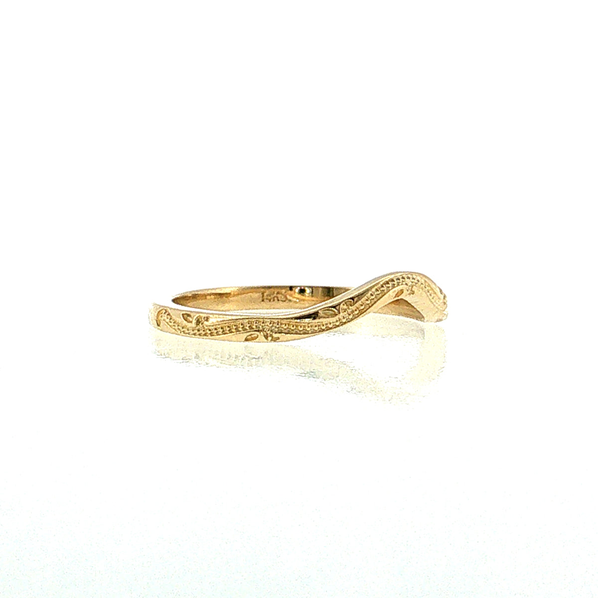 Curved Milgrain Stacking Band 14k Yellow Gold