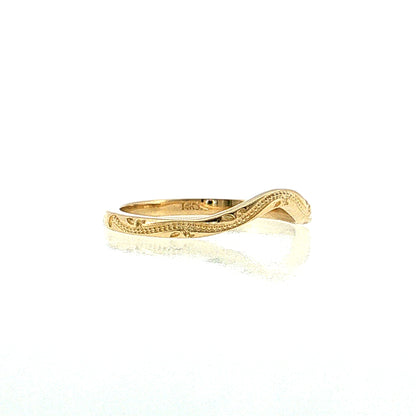 Curved Milgrain Stacking Band 14k Yellow Gold