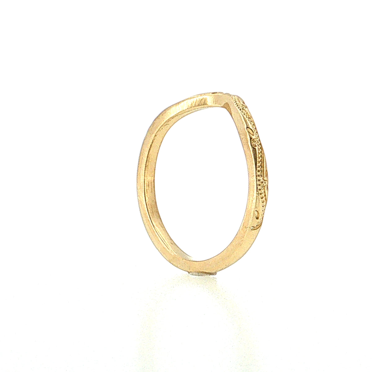 Curved Milgrain Stacking Band 14k Yellow Gold