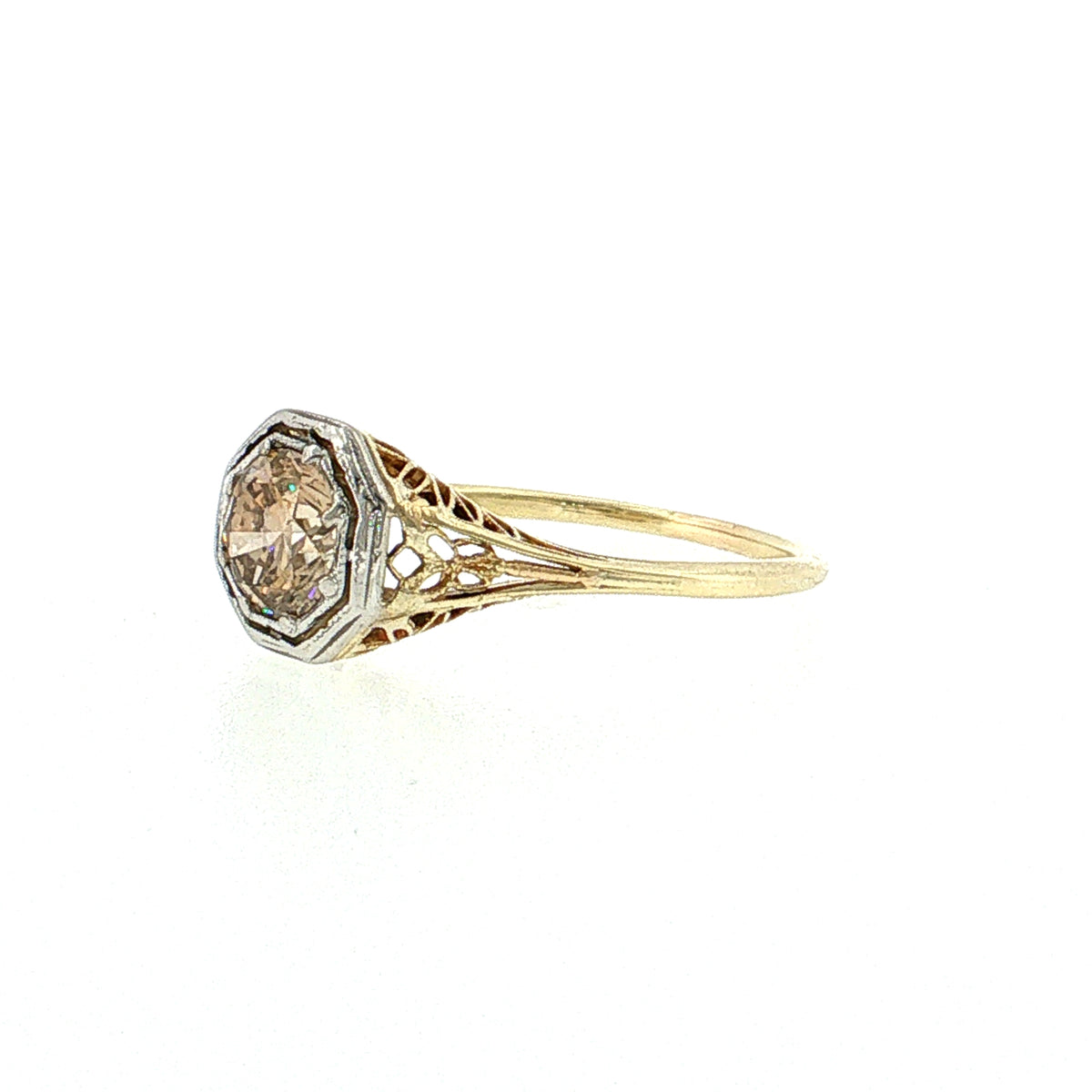 .76 Vintage Art Deco Diamond Engagement Ring Two-Tone 14k
