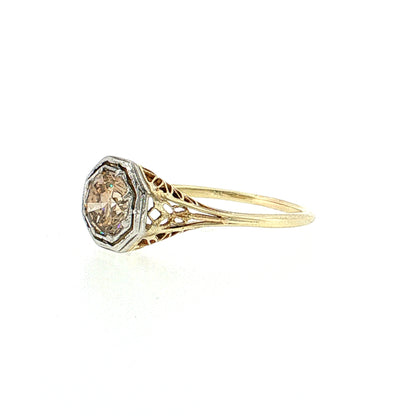 .76 Vintage Art Deco Diamond Engagement Ring Two-Tone 14k