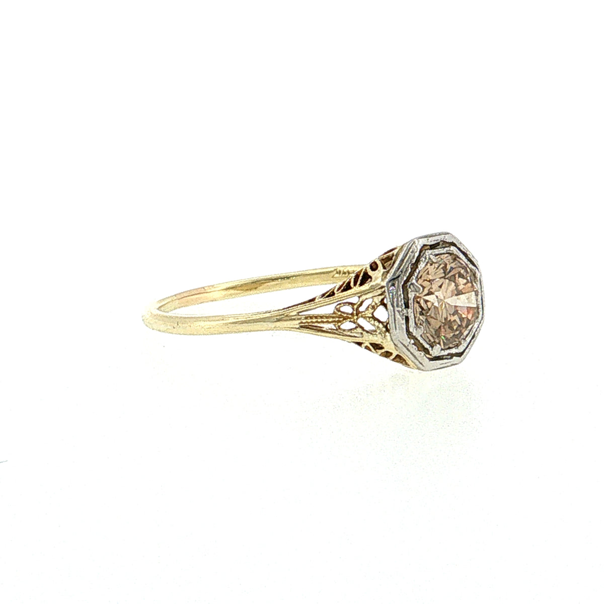 .76 Vintage Art Deco Diamond Engagement Ring Two-Tone 14k