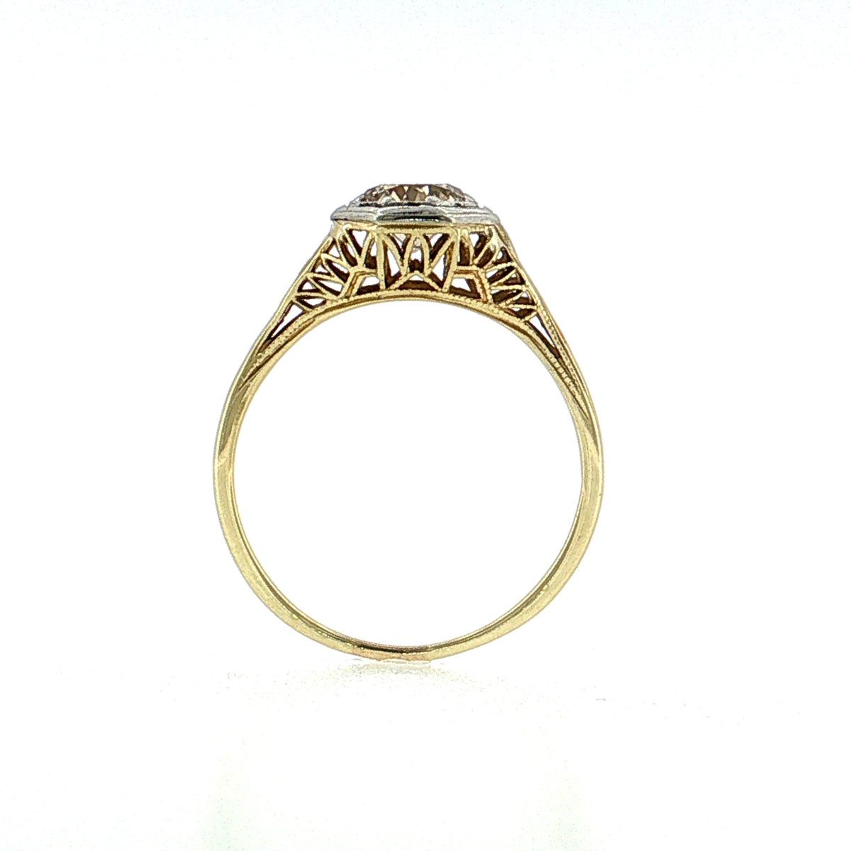.76 Vintage Art Deco Diamond Engagement Ring Two-Tone 14k