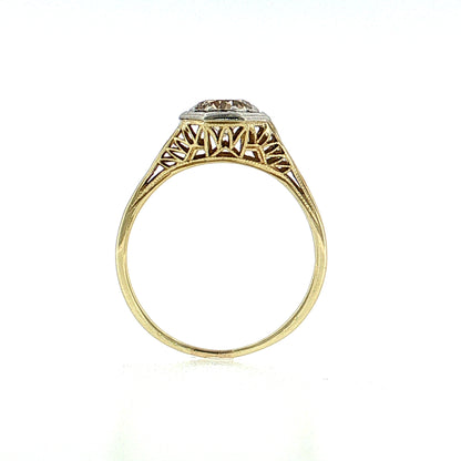 .76 Vintage Art Deco Diamond Engagement Ring Two-Tone 14k