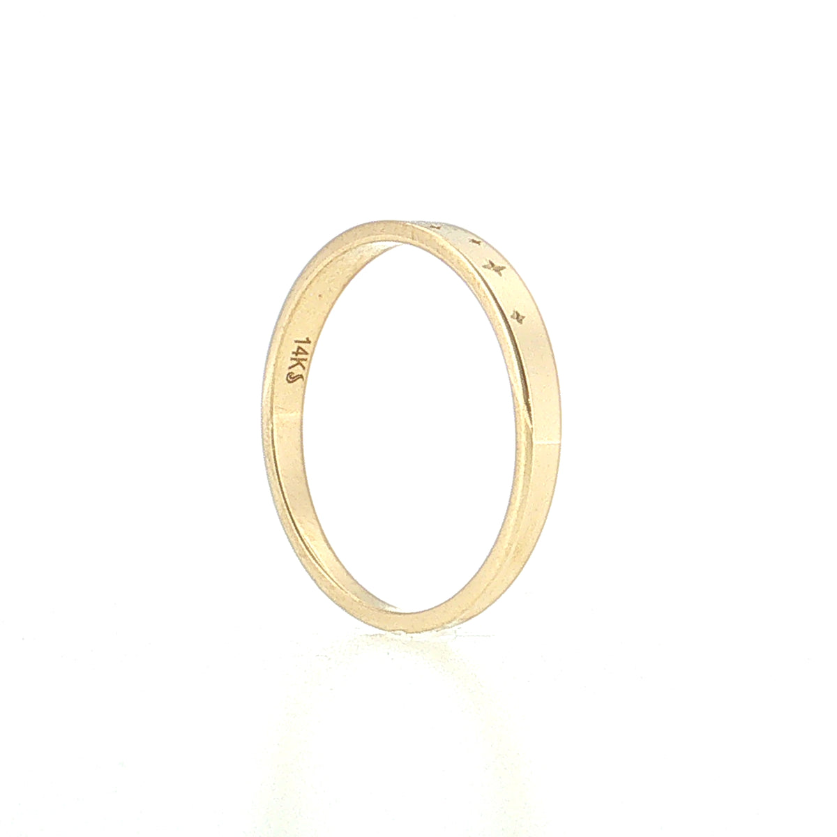 Engraved Star Pattern Wedding Band 14k Yellow Gold