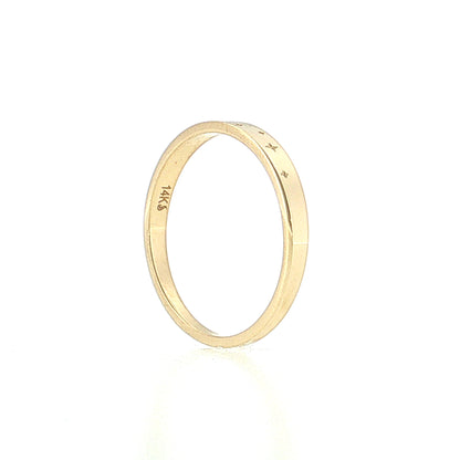 Engraved Star Pattern Wedding Band 14k Yellow Gold