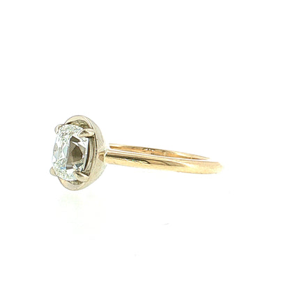 1.51 Old Mine Cushion Diamond Engagement Ring Two-Tone 14k