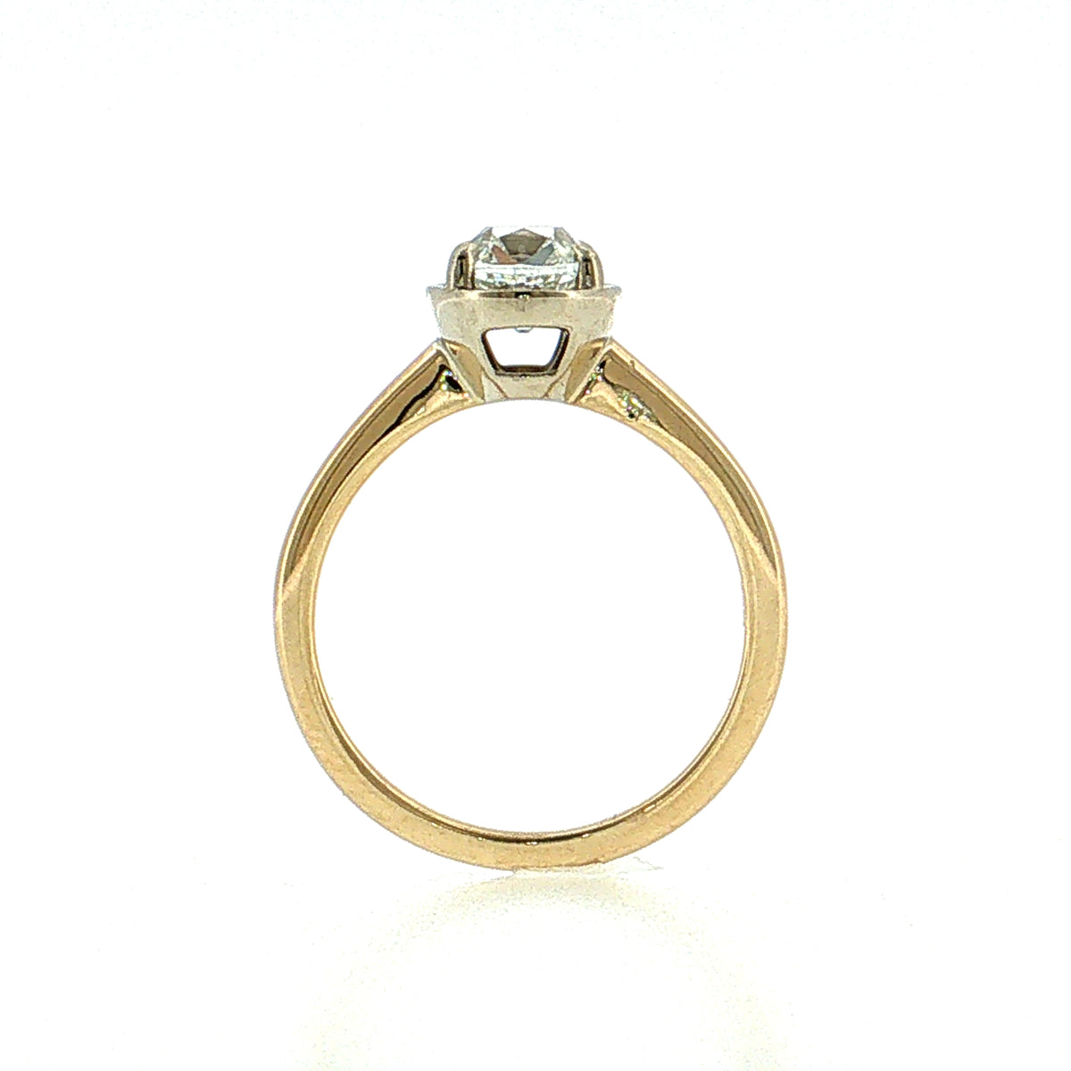 1.51 Old Mine Cushion Diamond Engagement Ring Two-Tone 14k