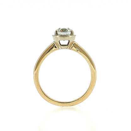 1.51 Old Mine Cushion Diamond Engagement Ring Two-Tone 14k