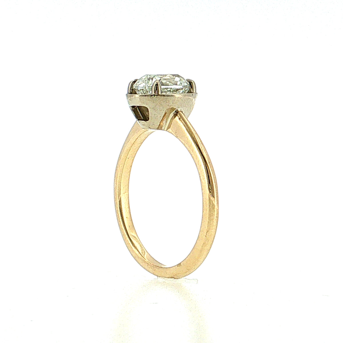 1.51 Old Mine Cushion Diamond Engagement Ring Two-Tone 14k