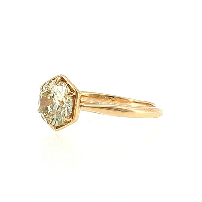 2.01 Old European Cut Diamond Engagement Ring 14k Yellow Gold