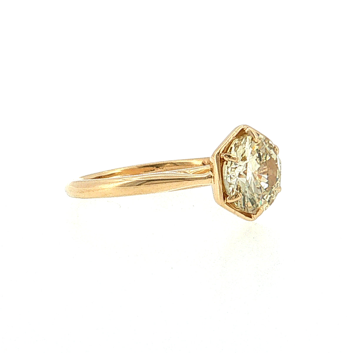 2.01 Old European Cut Diamond Engagement Ring 14k Yellow Gold