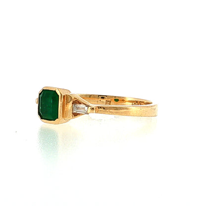 .55 Emerald & Diamond Engagement Ring 18k Yellow Gold