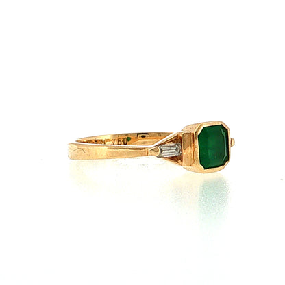 .55 Emerald & Diamond Engagement Ring 18k Yellow Gold
