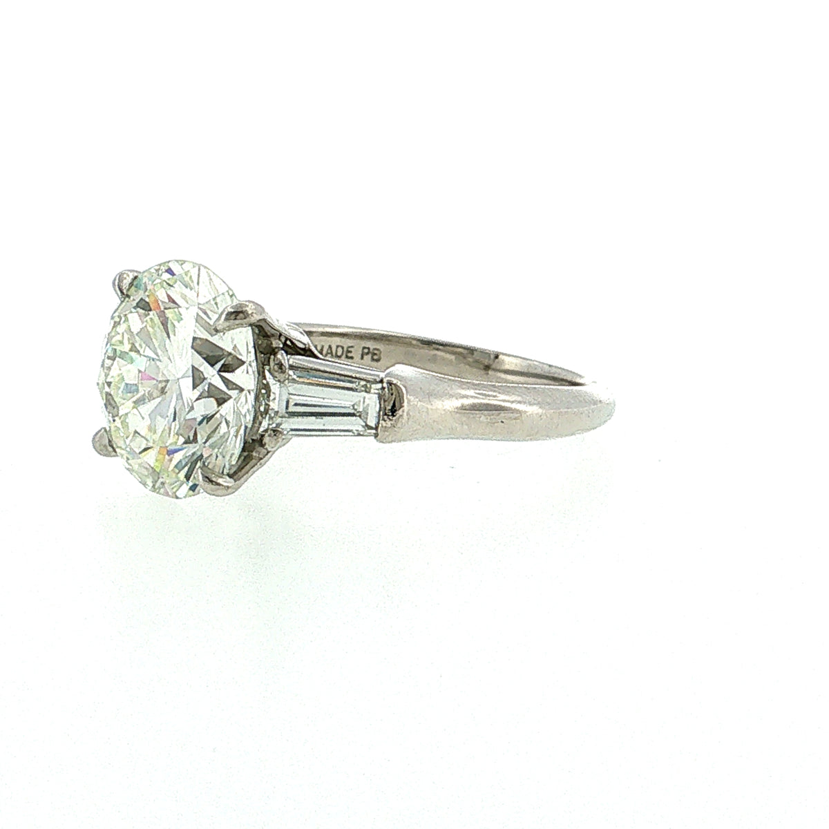 5.15 Round Diamond Three Stone Engagement Ring Platinum