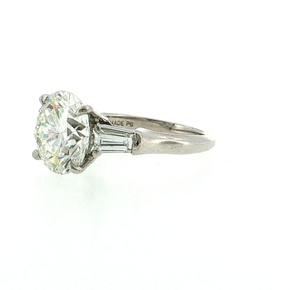 5.15 Round Diamond Three Stone Engagement Ring Platinum