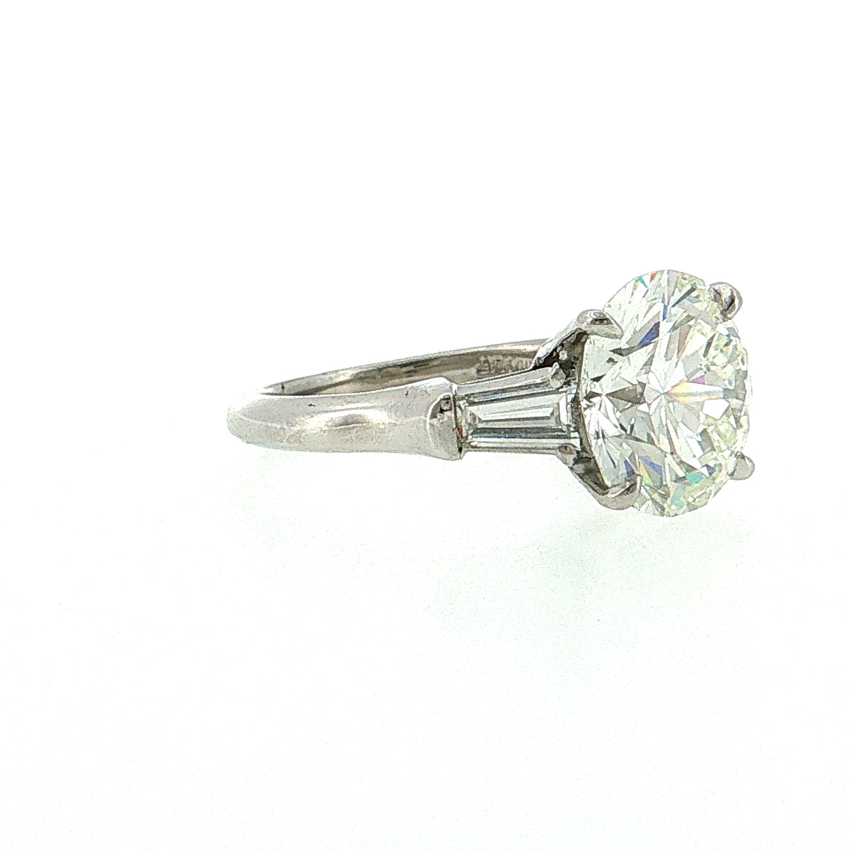 5.15 Round Diamond Three Stone Engagement Ring Platinum