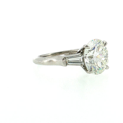5.15 Round Diamond Three Stone Engagement Ring Platinum