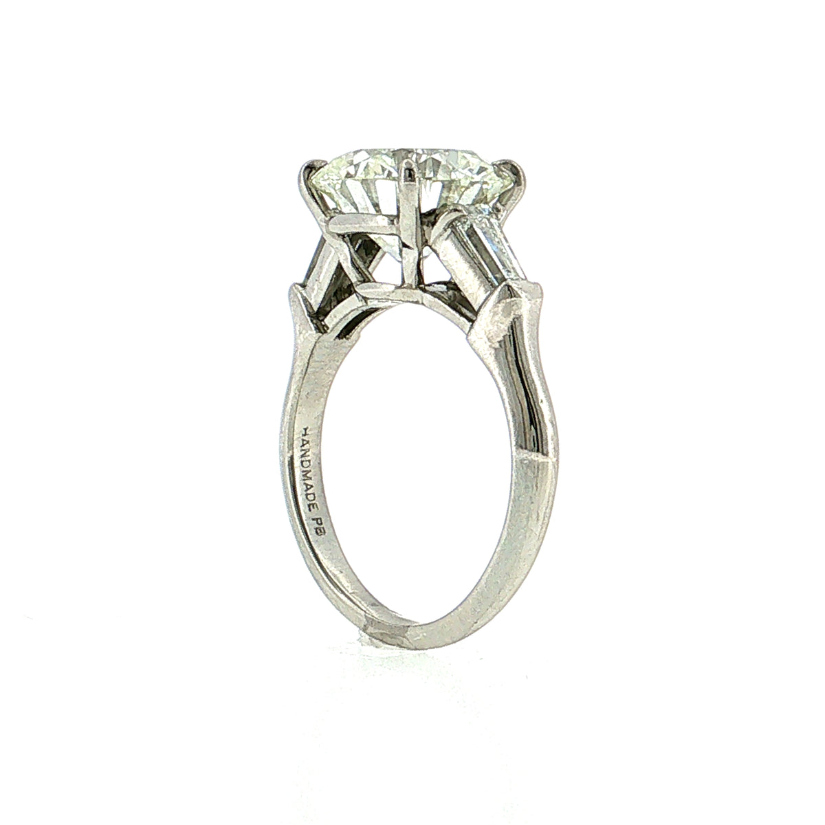 5.15 Round Diamond Three Stone Engagement Ring Platinum