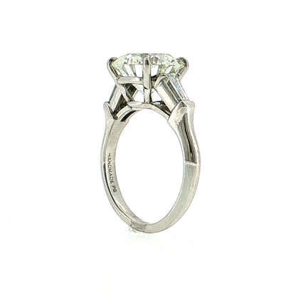 5.15 Round Diamond Three Stone Engagement Ring Platinum