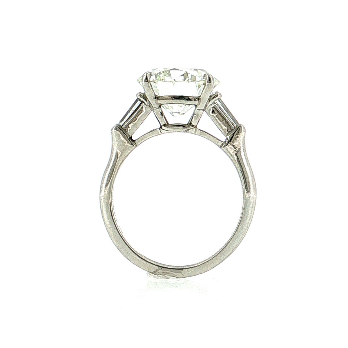 5.15 Round Diamond Three Stone Engagement Ring Platinum