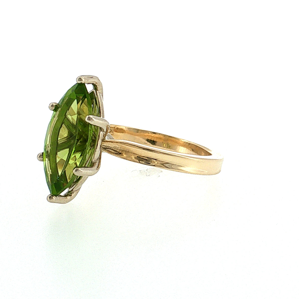 4.48 Marquise Cut Peridot Cocktail Ring Two-Tone 14k