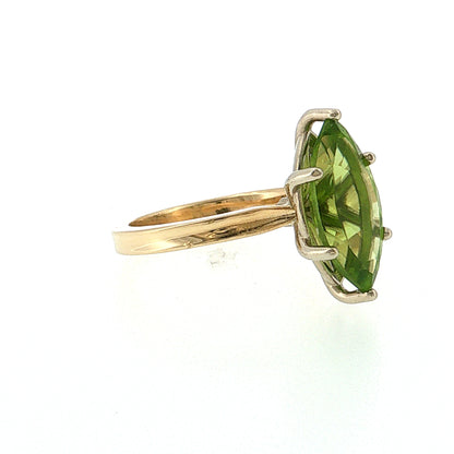 4.48 Marquise Cut Peridot Cocktail Ring Two-Tone 14k