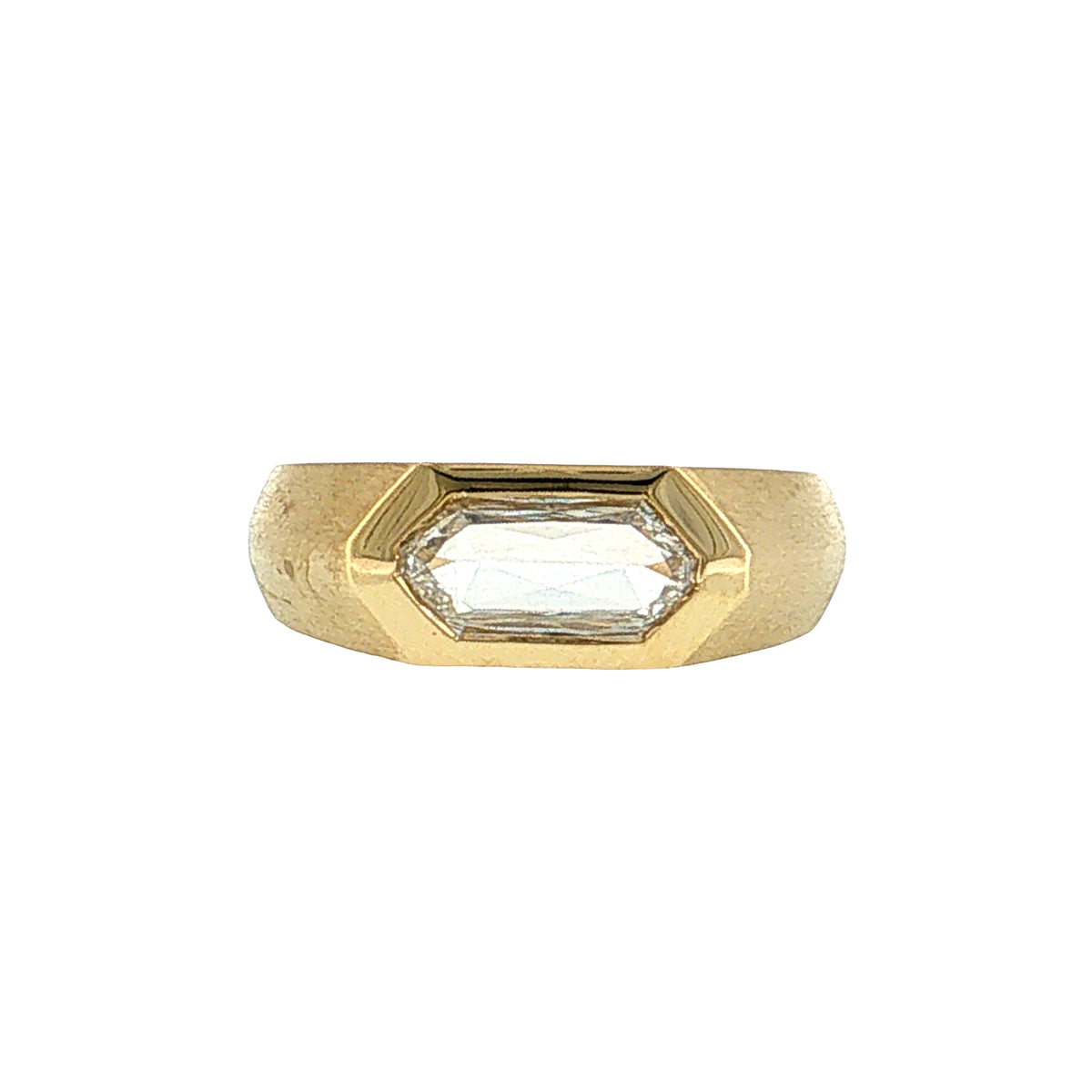 1.00 Carat Hexagon Cut Diamond Engagemnt Ring in 18k Yellow Gold