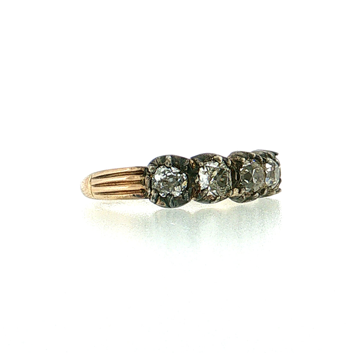1.25 Antique Georgian Old Mine Diamond Ring 10k & Sterling Silver