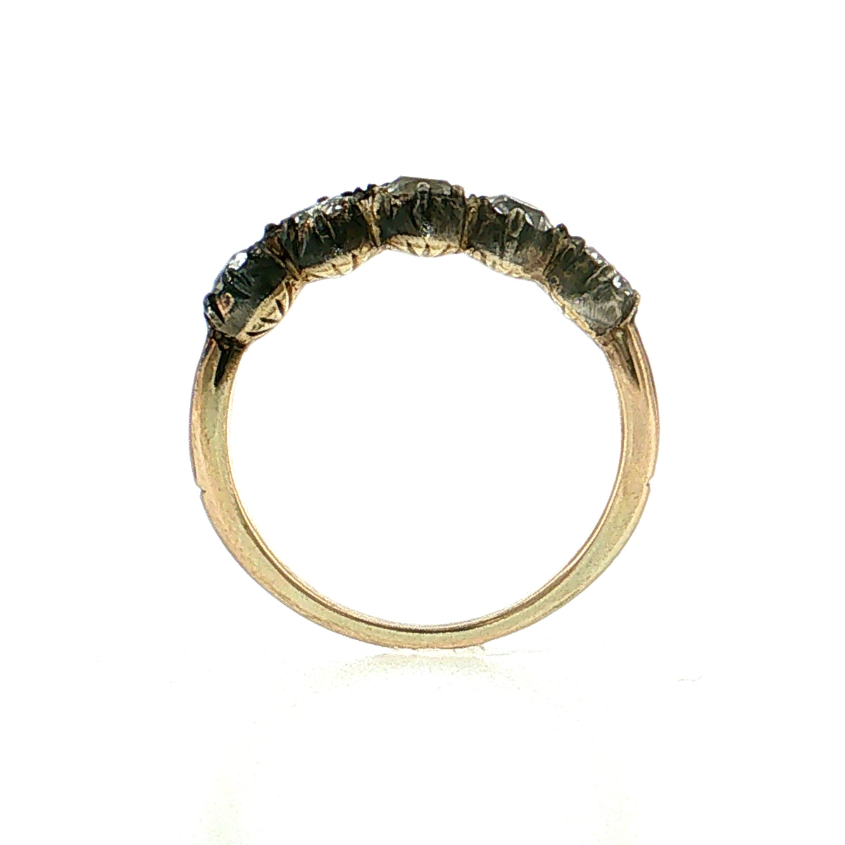 1.25 Antique Georgian Old Mine Diamond Ring 10k & Sterling Silver