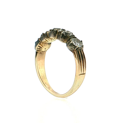 1.25 Antique Georgian Old Mine Diamond Ring 10k & Sterling Silver