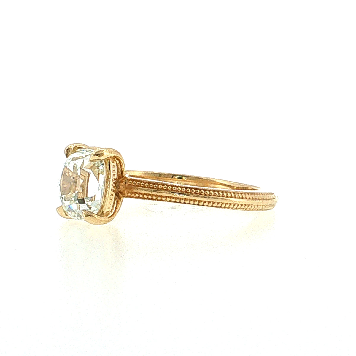 1.51 Elongated Old Mine Cushion Diamond Engagement Ring 14k