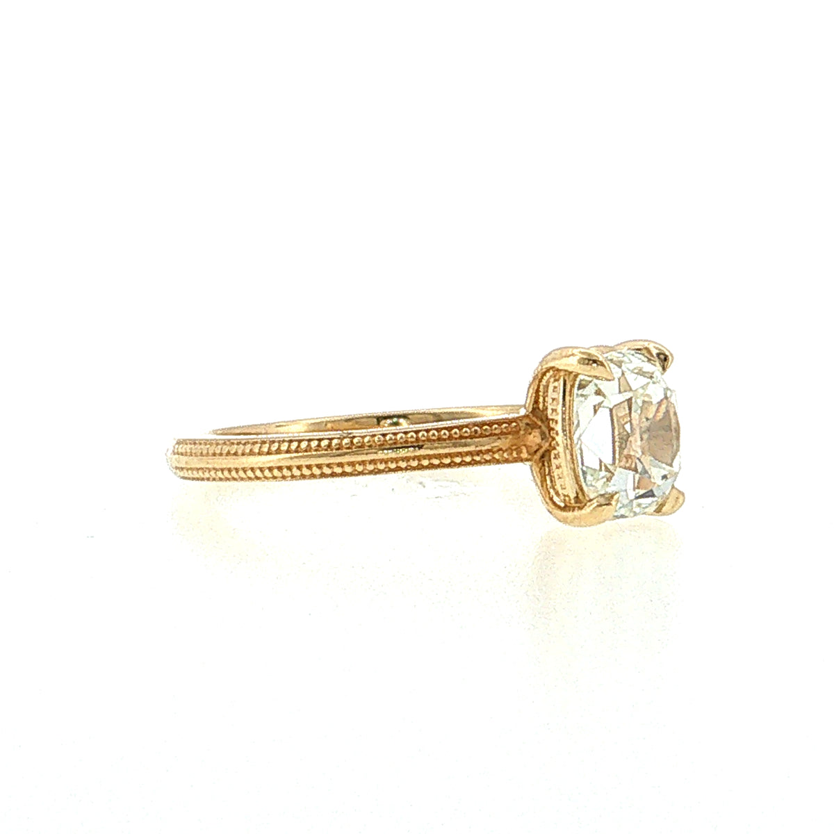 1.51 Elongated Old Mine Cushion Diamond Engagement Ring 14k