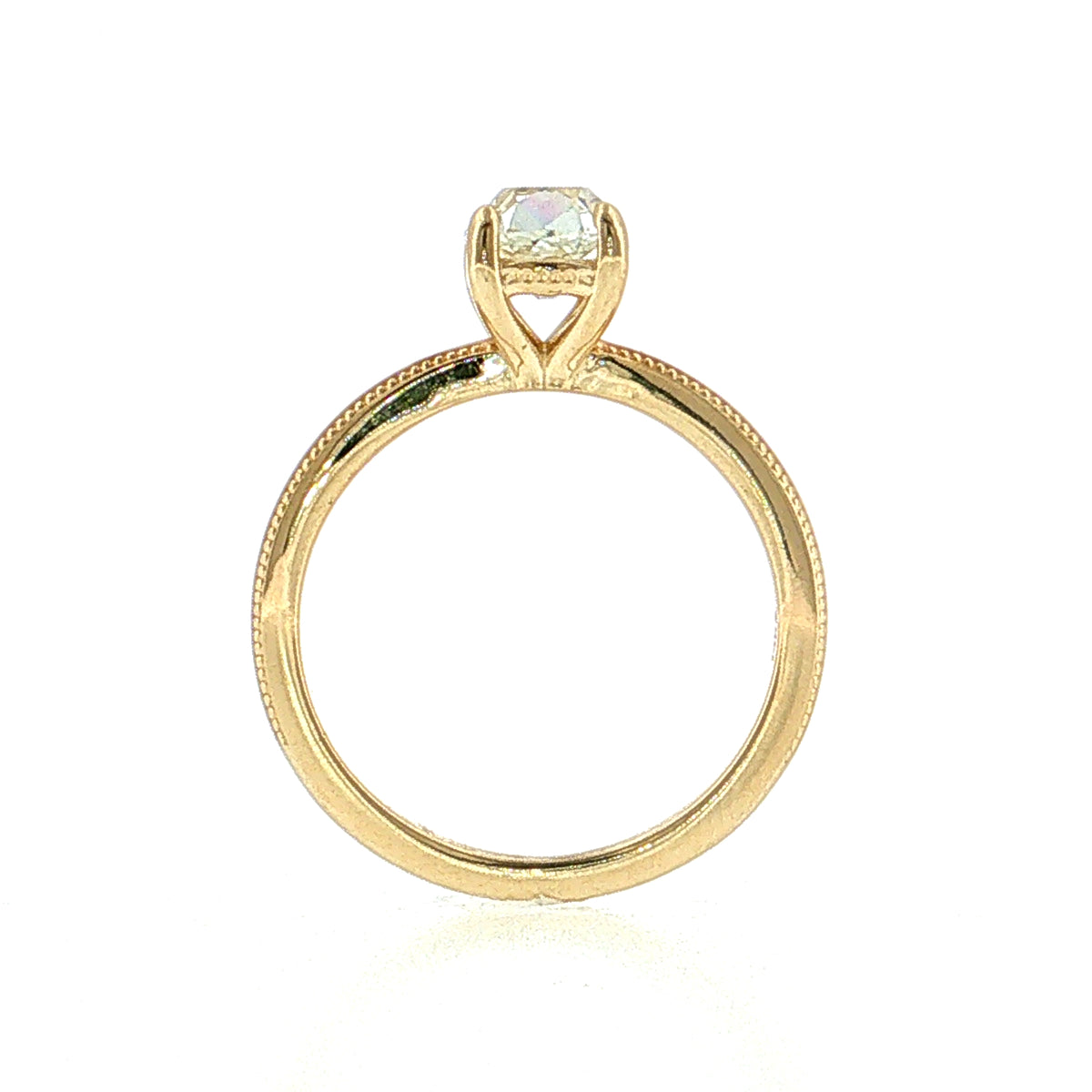 1.51 Elongated Old Mine Cushion Diamond Engagement Ring 14k