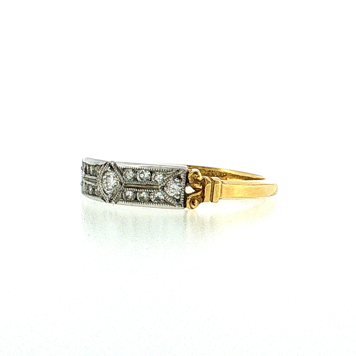 .19 Vintage Retro Diamond Wedding Band 18k & Platinum
