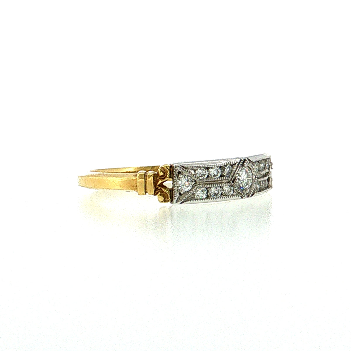 .19 Vintage Retro Diamond Wedding Band 18k & Platinum