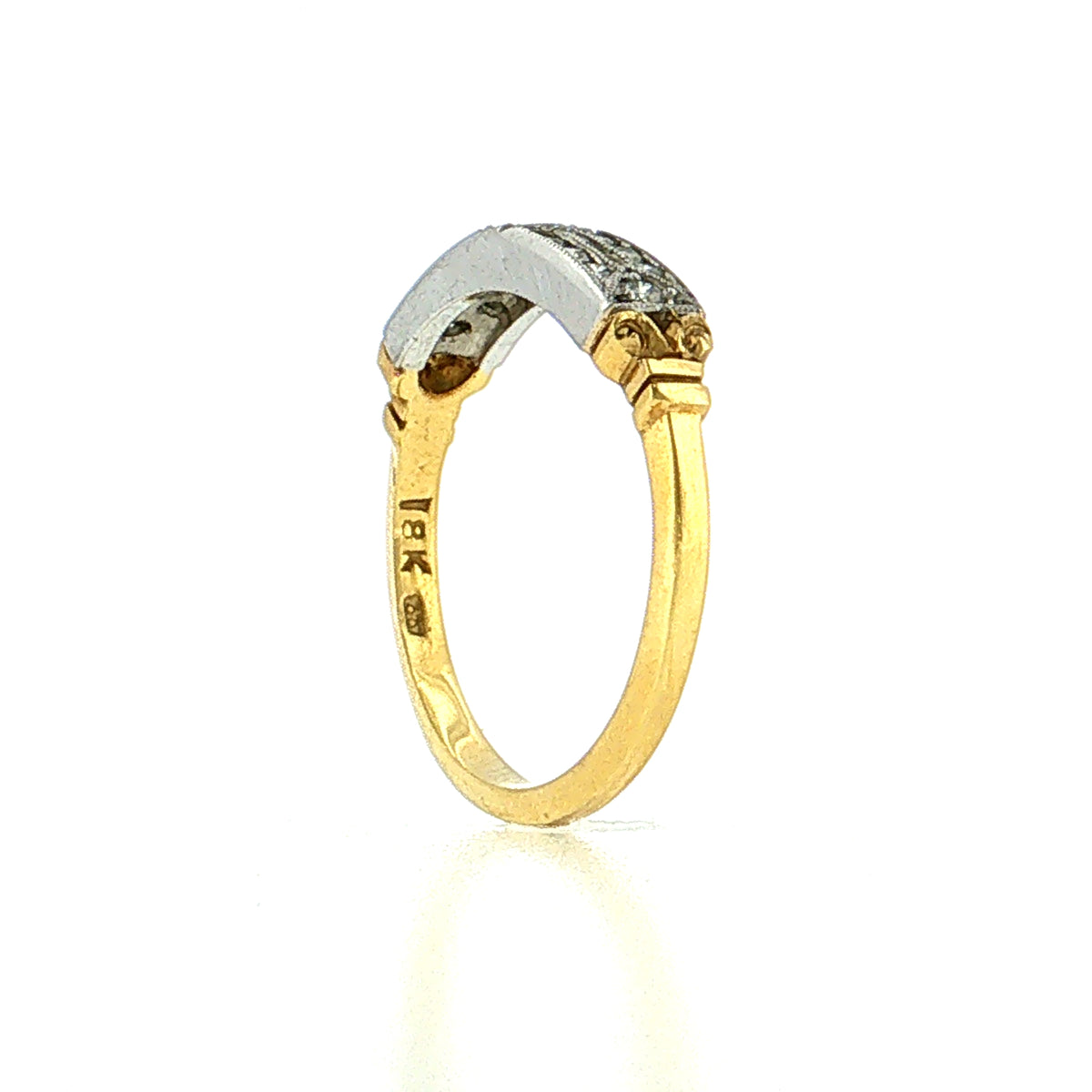 .19 Vintage Retro Diamond Wedding Band 18k & Platinum