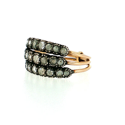 .72 Grey Rose Cut Diamond Stacking Band 14k & Sterling Silver