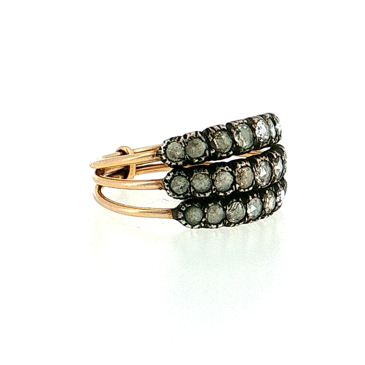 .72 Grey Rose Cut Diamond Stacking Band 14k & Sterling Silver