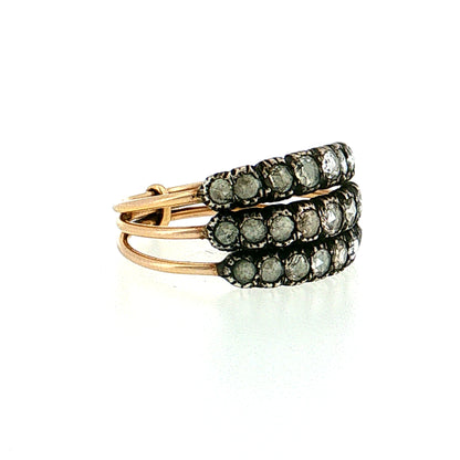 .72 Grey Rose Cut Diamond Stacking Band 14k & Sterling Silver