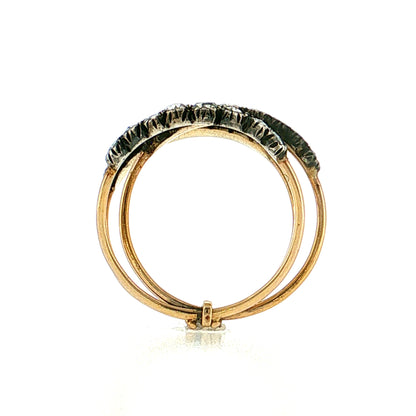 .72 Grey Rose Cut Diamond Stacking Band 14k & Sterling Silver