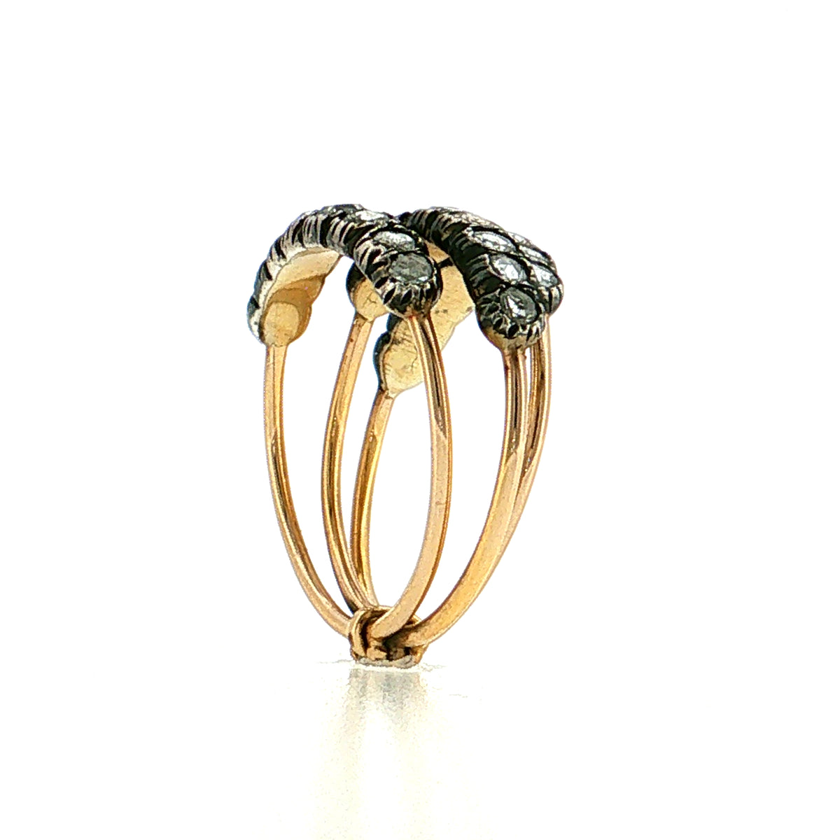 .72 Grey Rose Cut Diamond Stacking Band 14k & Sterling Silver