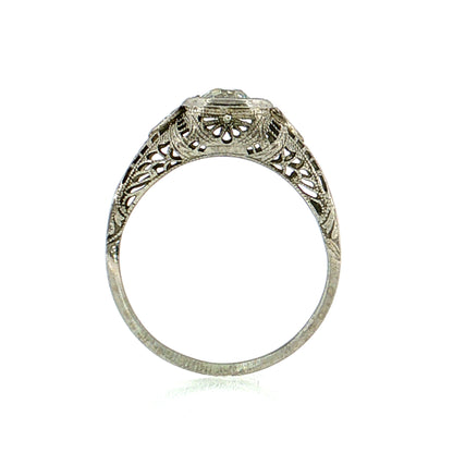 .54 Antique Art Deco Old Mine Diamond Engagement Ring 14K White Gold