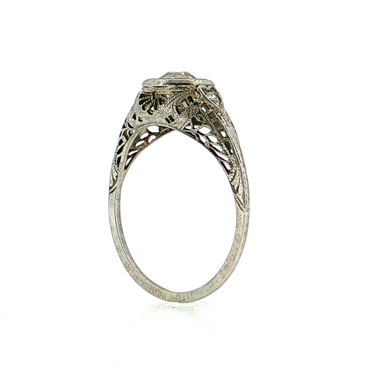 .54 Antique Art Deco Old Mine Diamond Engagement Ring 14K White Gold