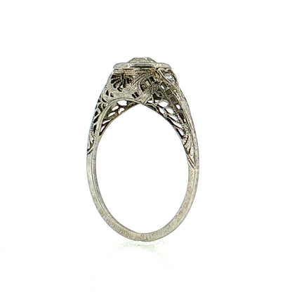 .54 Antique Art Deco Old Mine Diamond Engagement Ring 14K White Gold