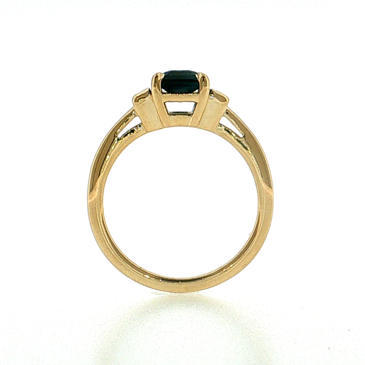 1.54 Emerald Cut Sapphire Three Stone Engagement Ring 14k
