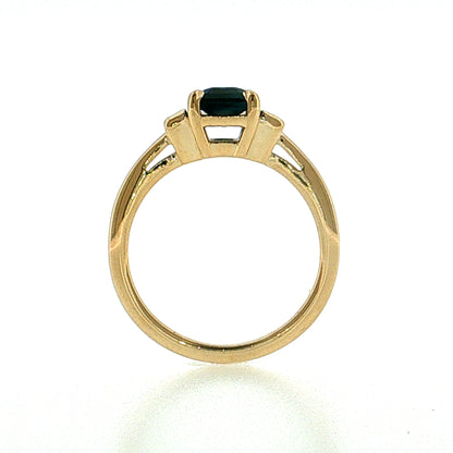 1.54 Emerald Cut Sapphire Three Stone Engagement Ring 14k